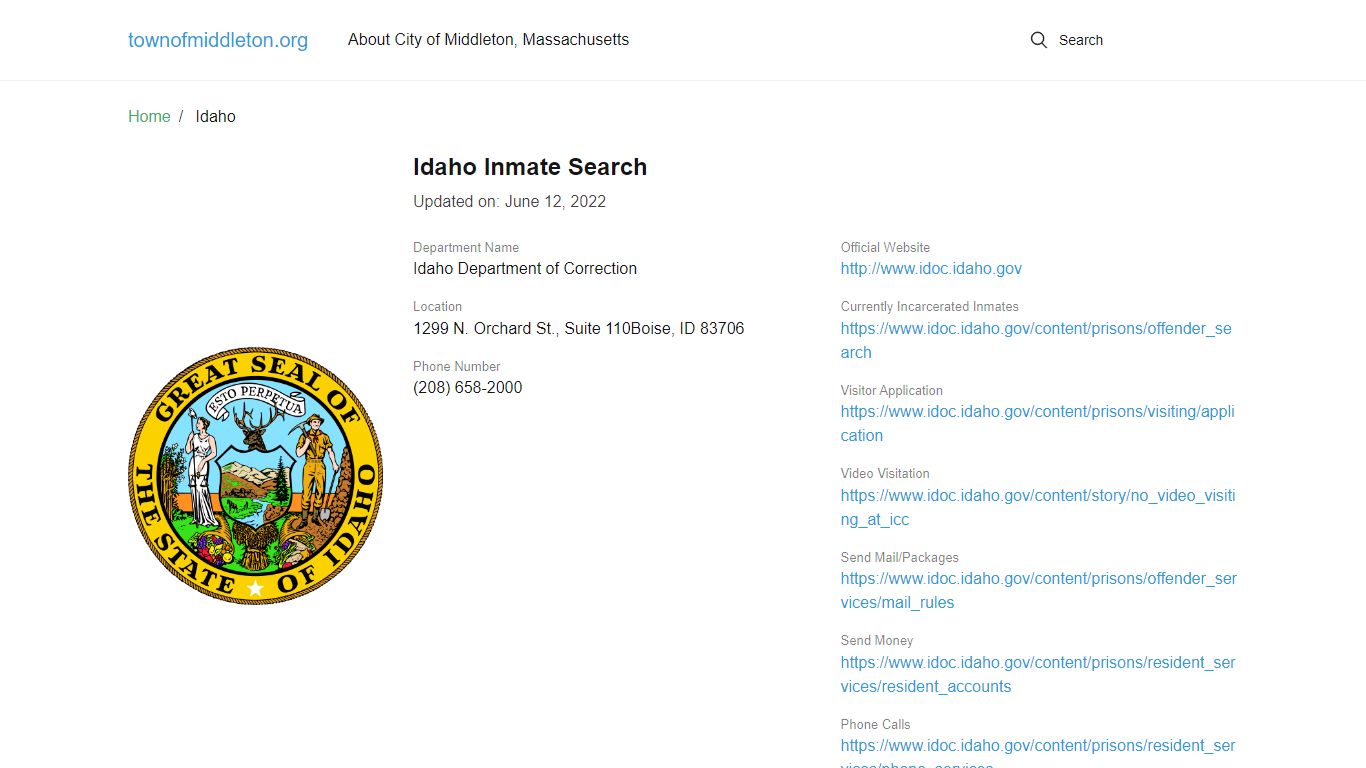 Idaho Inmate Search – Idaho Department of Correction Offender Lookup